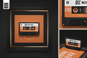 Audio Cassette in a Frame Mockup, an Advertising Mockup by SD Mockup