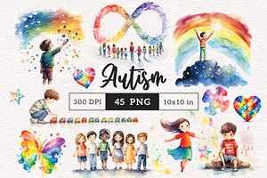 Autism Clipart Bundle, a Person Illustration by PaintPixelCo