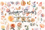 Autumn Flowers Watercolor SVG Images, a Seasonal Illustration by Image Design (Thumbnail 4 of 4)
