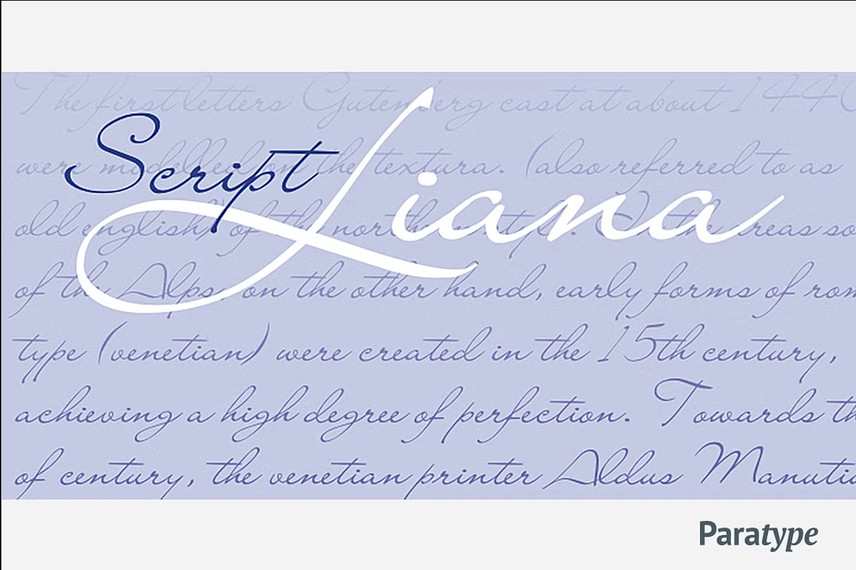 Liana, a Script Font by Paratype (Photo 2 of 2)