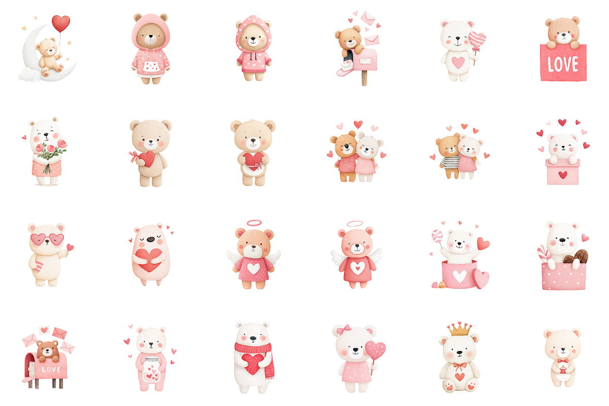 Valentine s Day Teddy Clipart, an Illustration by Sublimation Artist (Photo 2 of 6)
