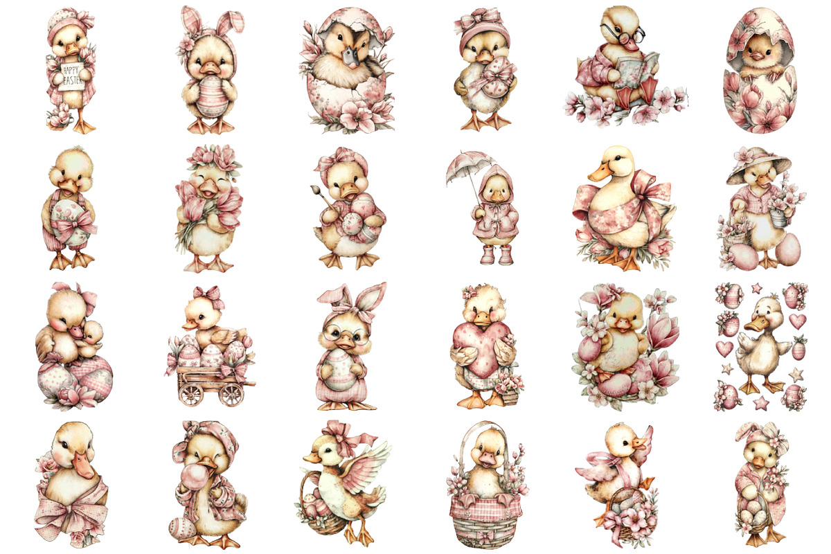 Whimsical Easter Duck Clipart, an Illustration by designcity5 (Photo 2 of 5)