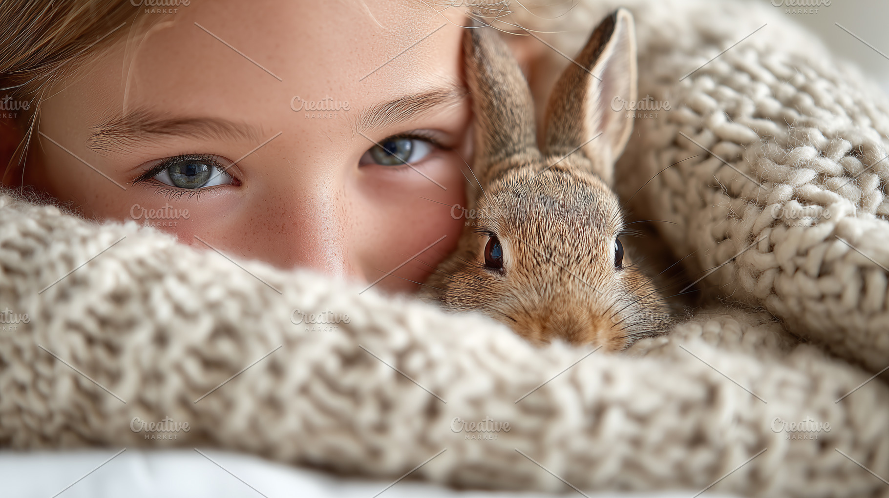 Girl cuddling with a rabbit, an Animal Photo by MistyDay