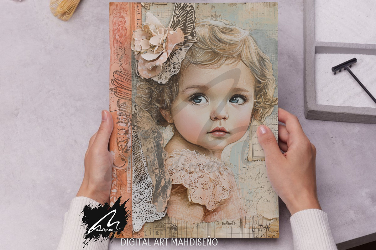 Cute Angel Lace Pages, Mixed Media, a Person Illustration by Digital Art Mahdiseño (Photo 7 of 10)