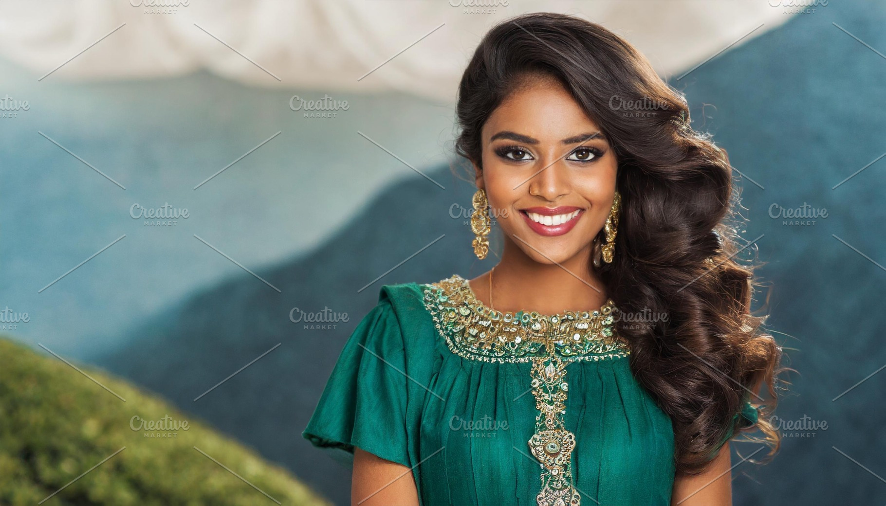 beautiful young brunette woman, AI generated, a Photo by WorldOfPhotos