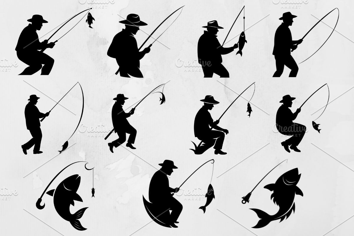 Fishing Silhouette SVG, an Object Illustration by newminddesign (Photo 1 of 10)