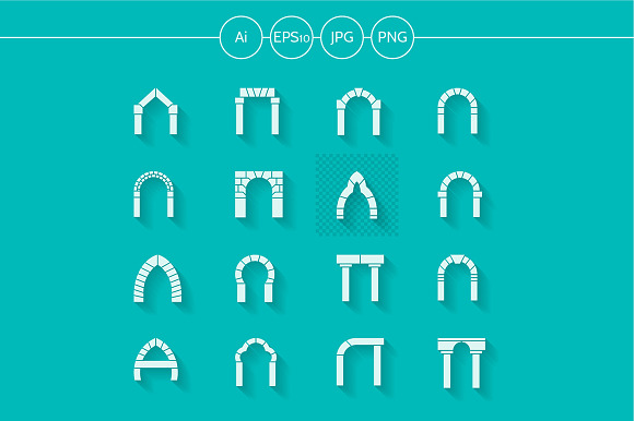 Archway Flat Silhouette Vector Icons