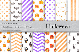 Watercolor Halloween Digital Papers