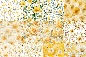 Yellow Watercolor Floral Paper