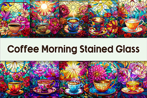 Coffee Morning Stained Glass, a Background Graphic by AdriOP