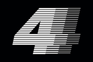 Number 4 speed motion lines logo