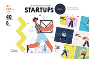 Startups flat vector illustrations, a Templates & Theme by Grivina's shop (Thumbnail 1 of 45)