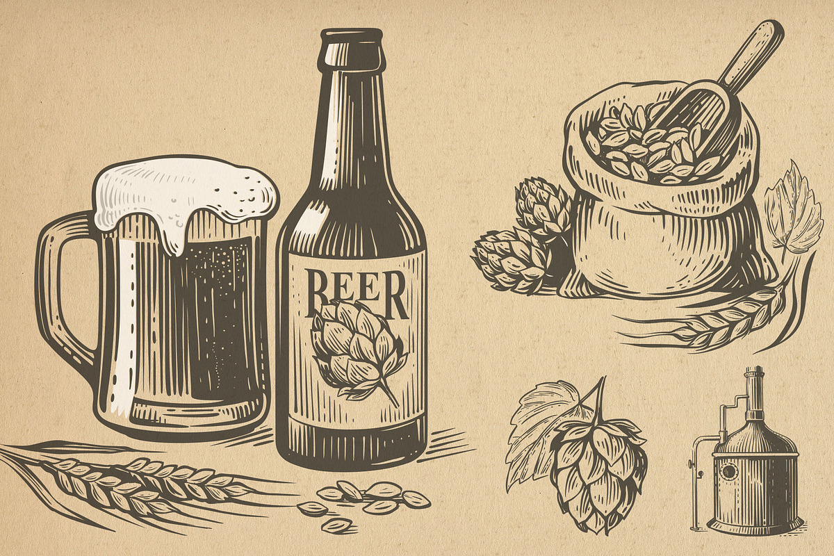 Vintage brewery. Alcohol production., a Food Illustration by bioraven (Photo 2 of 15)