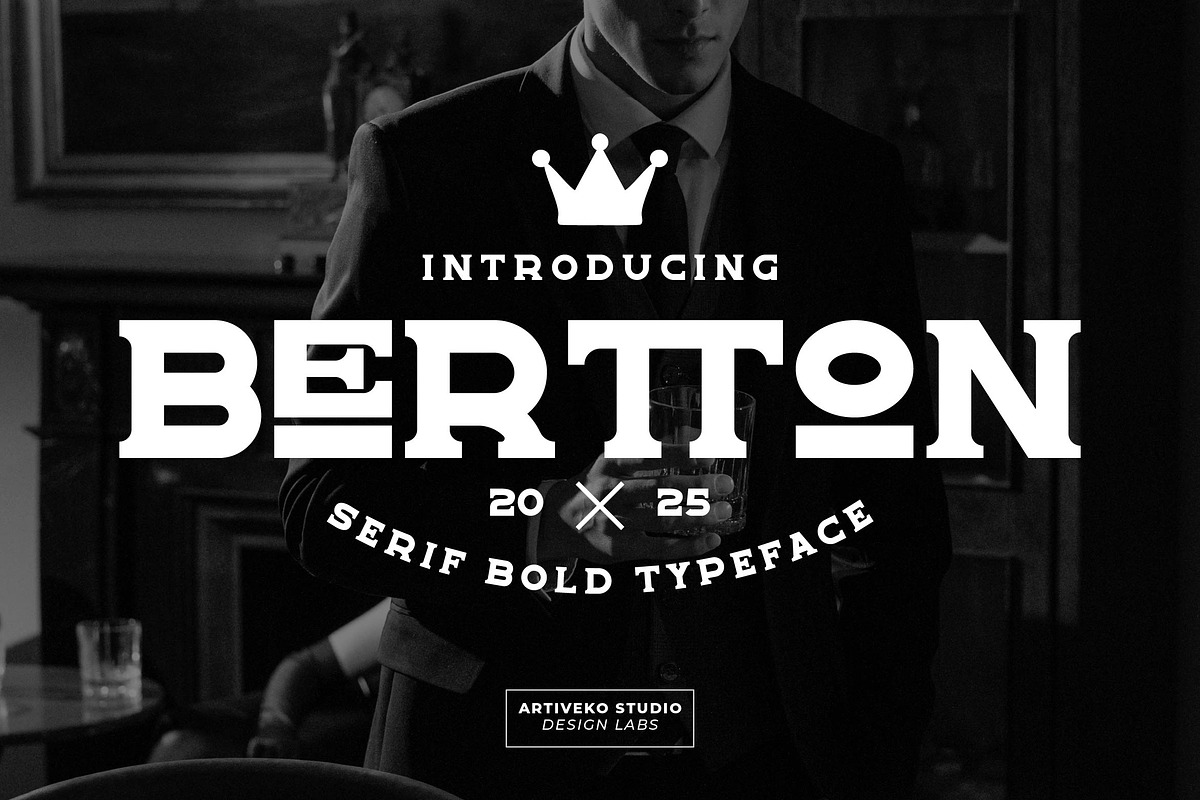 Bertton Vintage Retro Font, a Serif Font by Artiveko (Photo 1 of 7)