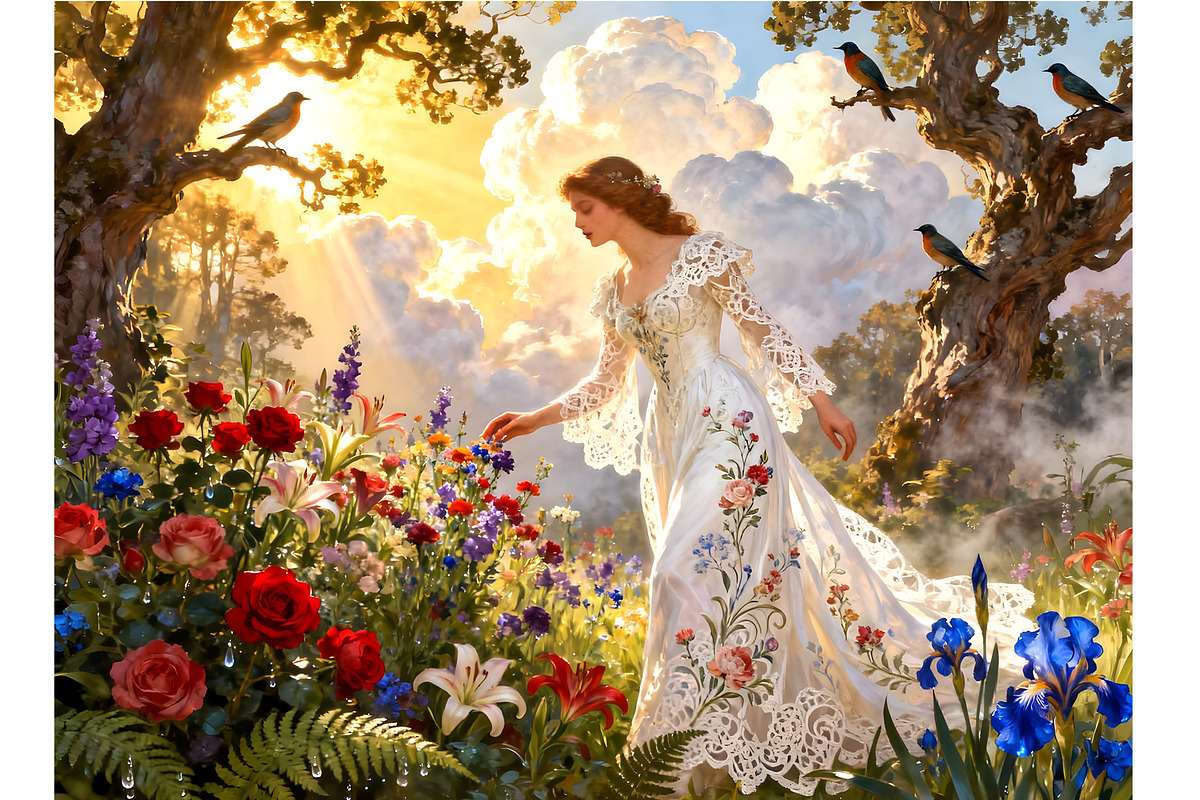Maiden in the Sun, a Person Illustration by Sharon Schwalbe (Photo 2 of 2)