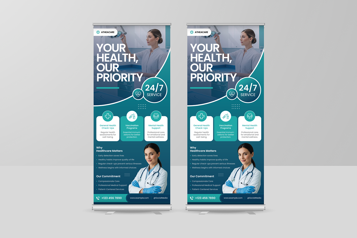 Healthcare Campaign Roll Up Banner, a Poster Template by Annora Studio (Photo 2 of 6)