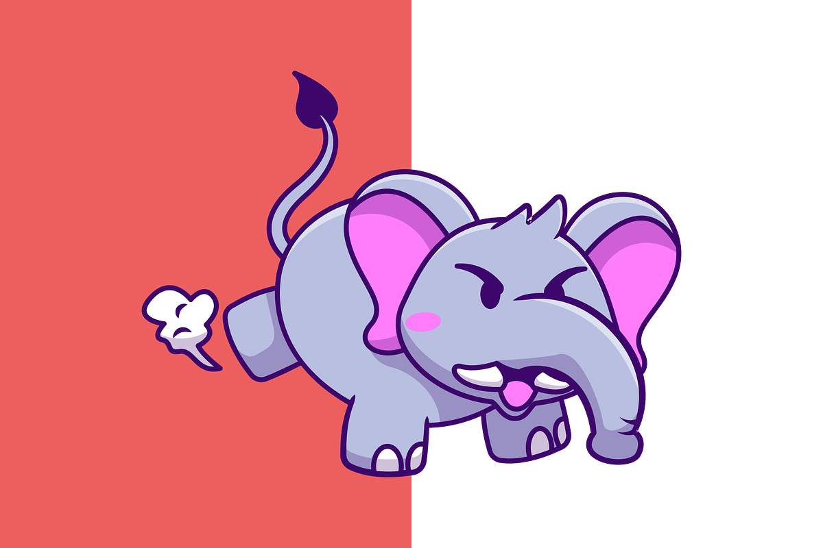 Cute Elephant Angry Cartoon, an Animal Illustration by Artstorystudio (Photo 2 of 3)