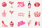 Whimsical New Year's Eve Clipart, an Illustration by NadiaTheronArt (Thumbnail 3 of 5)