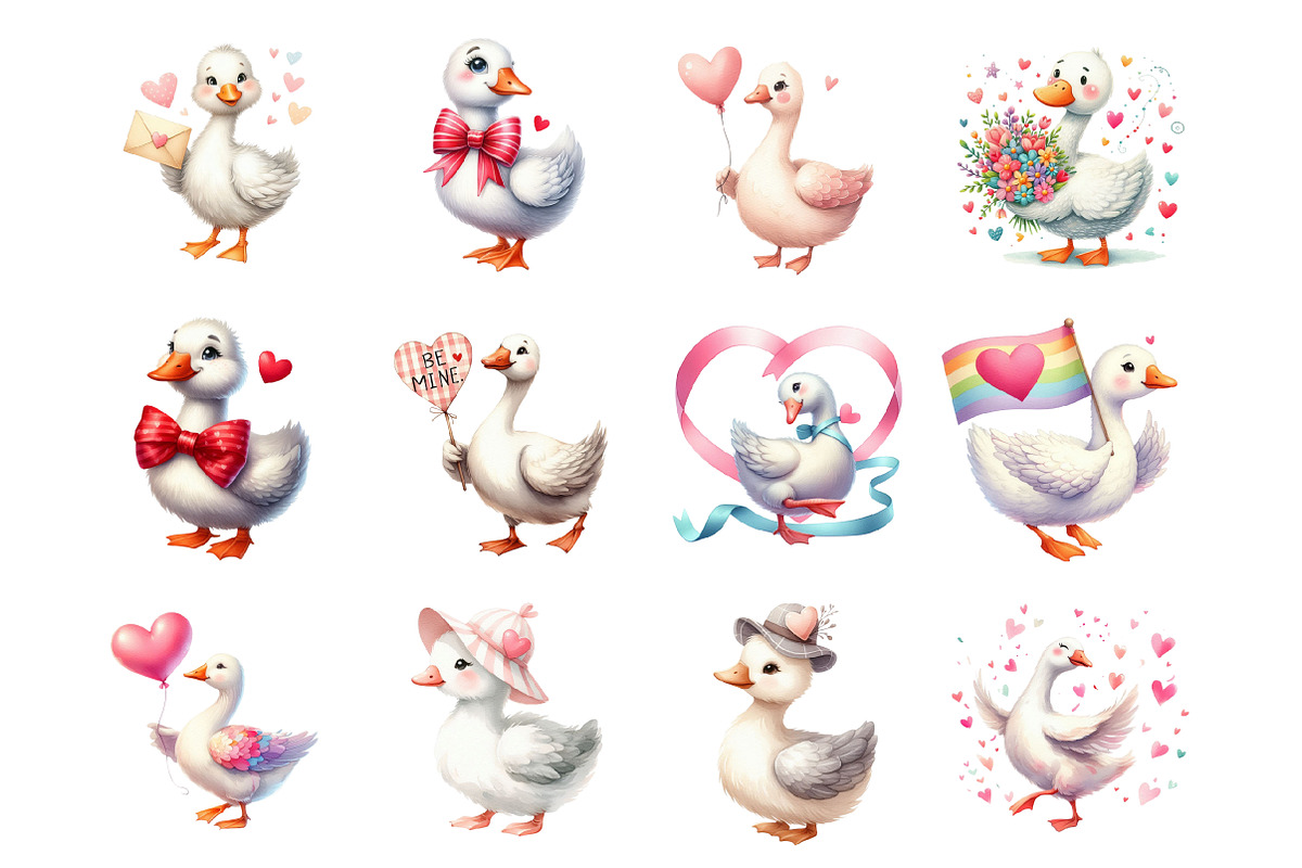 Silly Valentines Goose Clipart, an Illustration by Design Market (Photo 2 of 3)