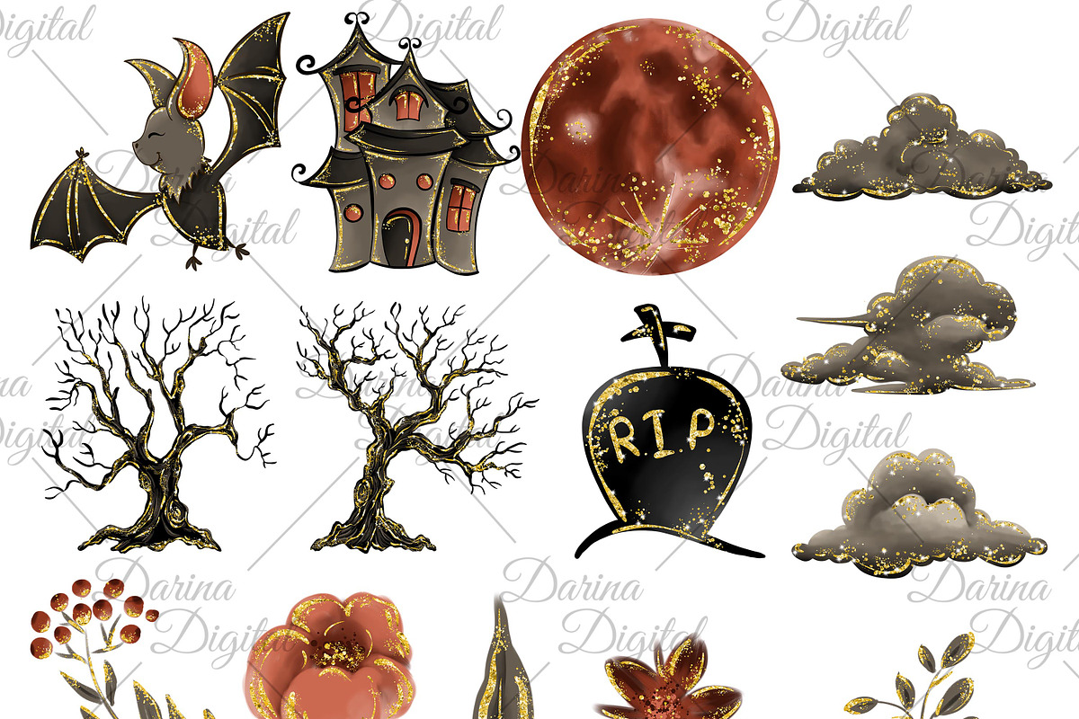 Halloween bats clipart, an Illustration by DarinaDigital (Photo 3 of 4)