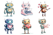 Robot Love Clipart Sublimation, an Illustration by SinaCreation (Thumbnail 4 of 5)