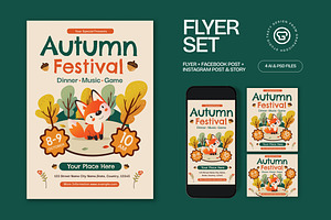 Green Autumn Festival Flyer Set, a Flyer Template by graphicook