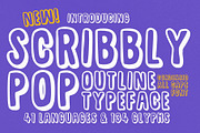 Scribbly Pop - Condensed Outline, a Sans Serif Font by HipFonts (Thumbnail 1 of 12)