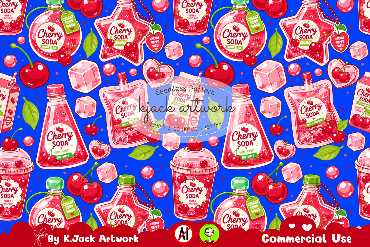 Cute Cherry Soda Seamless, a Background Graphic by K.JackArtwork (Photo 1 of 8)