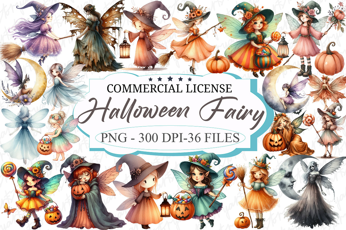 Watercolor Halloween Fairy Collectio, a Graphic by designcity5 (Photo 1 of 5)