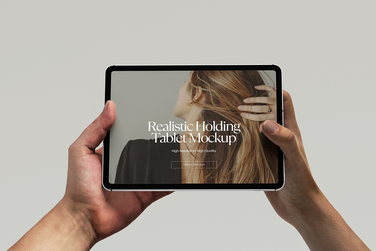 Digital Tablet Holding Mockup Scene, an iPad Mockup by Ataku Design (Photo 4 of 8)