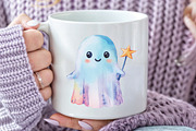 Halloween Iridescent Cute Ghost PNG, an Illustration by CraftArtStudio (Thumbnail 5 of 6)