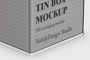 Metallic Square Tin Box Mockup