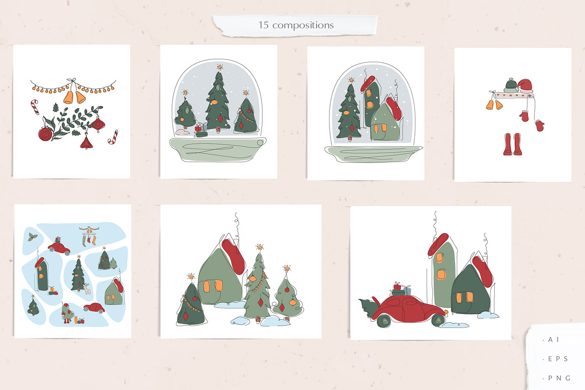 Noel hand drawn Christmas set, a Decorative Illustration by brialinas (Photo 7 of 9)