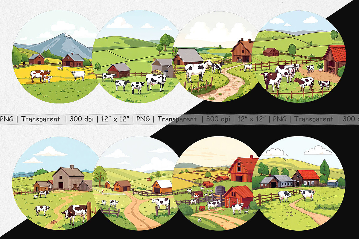 Dairy Farm Scene Clipart, a Graphic by Artnoy (Photo 2 of 5)