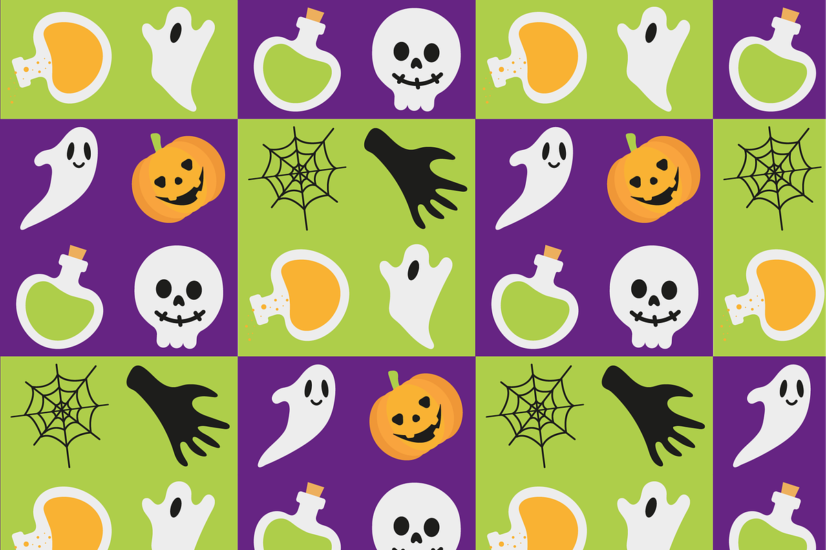 Halloween pattern with scary icons, a Texture Illustration by JYa_Design