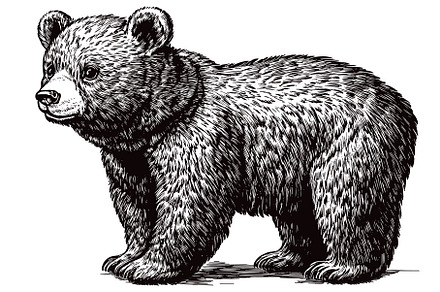Cuddly Bear Cub Detailed Vintage, an Animal Illustration by LadadikArt