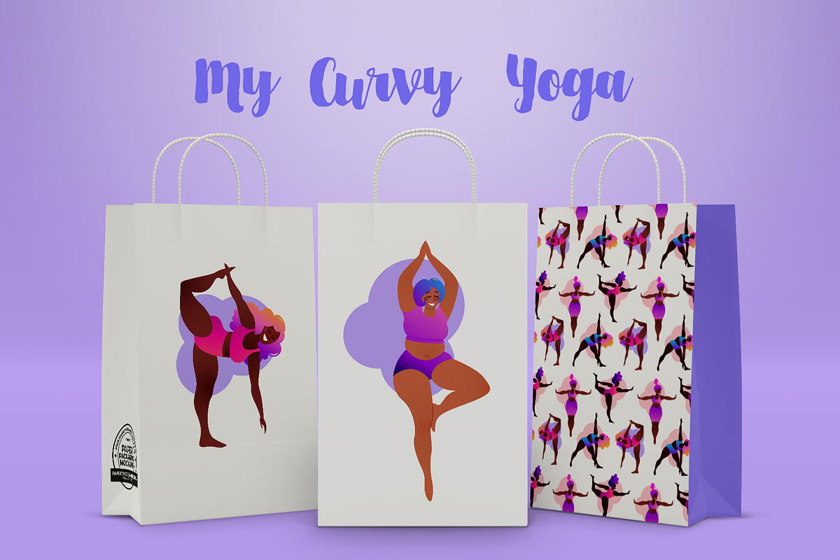 My Curvy Yoga. Vector Set of 43., a Healthcare Illustration by Varvara Gorbash (Photo 3 of 8)