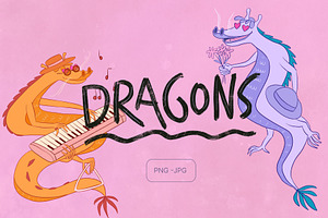 Romantic Dragons | Illustration Kit
