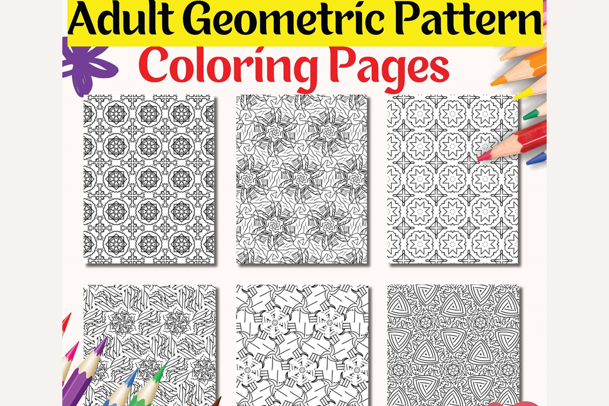 Adult Geometric Pattern Coloring, a Decorative Illustration by Sourcedigi (Photo 1 of 2)