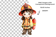 Firefighter Clipart, Transparent PNG, an Object Graphic by EllyandLima (Thumbnail 2 of 10)