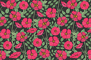 Dog-roses set and seamless pattern, a Decorative Illustration by Good Studio (Thumbnail 4 of 9)