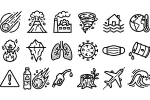 Natural Disaster Icon Set, an Illustration by designvectx