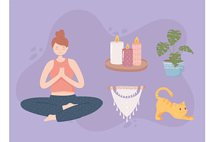 woman doing yoga, a Person Illustration by studiogstock