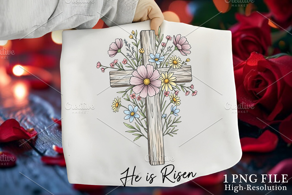 Easter Wildflower Cross PNG, an Illustration by Canvas Craft (Photo 1 of 7)