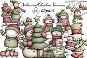 Whimsical Christmas Snowman Clipart, an Illustration by Creative Art (Thumbnail 1 of 8)
