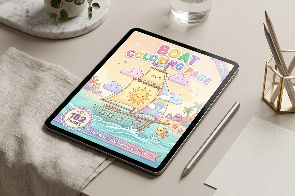 182 Boat Coloring Pages for Kids, a Transportation Illustration by ikarifq shop (Photo 2 of 5)