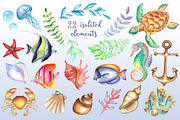 Watercolor nautical set, an Illustration by artdreamer (Thumbnail 2 of 5)