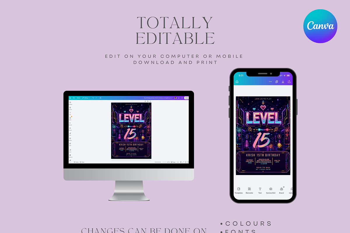 Gaming Birthday Invitation Template, an Invitation Template by InvitingStorys (Photo 7 of 11)
