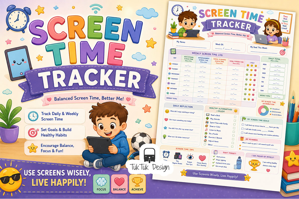 15 Kids Planners Printable Bundle, an Education Illustration by TukTuk Design (Photo 12 of 17)