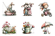Vintage easter spring bunny clipart, an Illustration by CreationArt (Thumbnail 2 of 7)